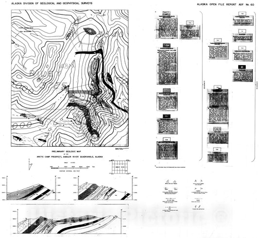 Map : Geology of the Arctic Camp Prospect, Ambler River Quadrangle, 1975 Cartography Wall Art :