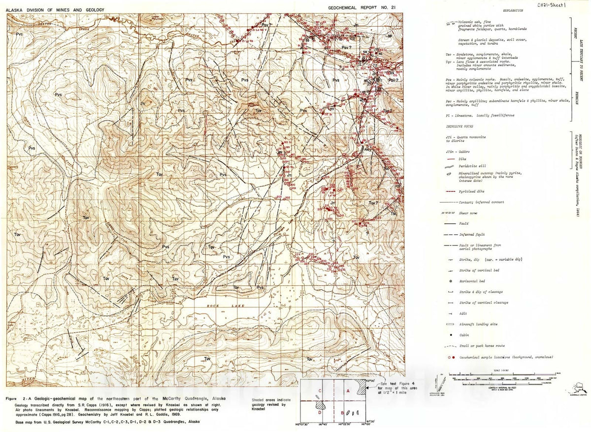 Map : Geochemical survey and geological reconnaissance of the White River area, south-central Alaska, 1970 Cartography Wall Art :