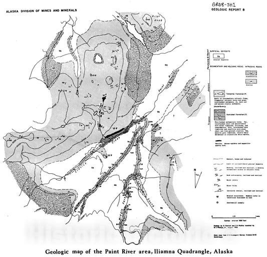 Map : Geology of the Paint River area, Iliamna Quadrangle, Alaska, 1965 Cartography Wall Art :