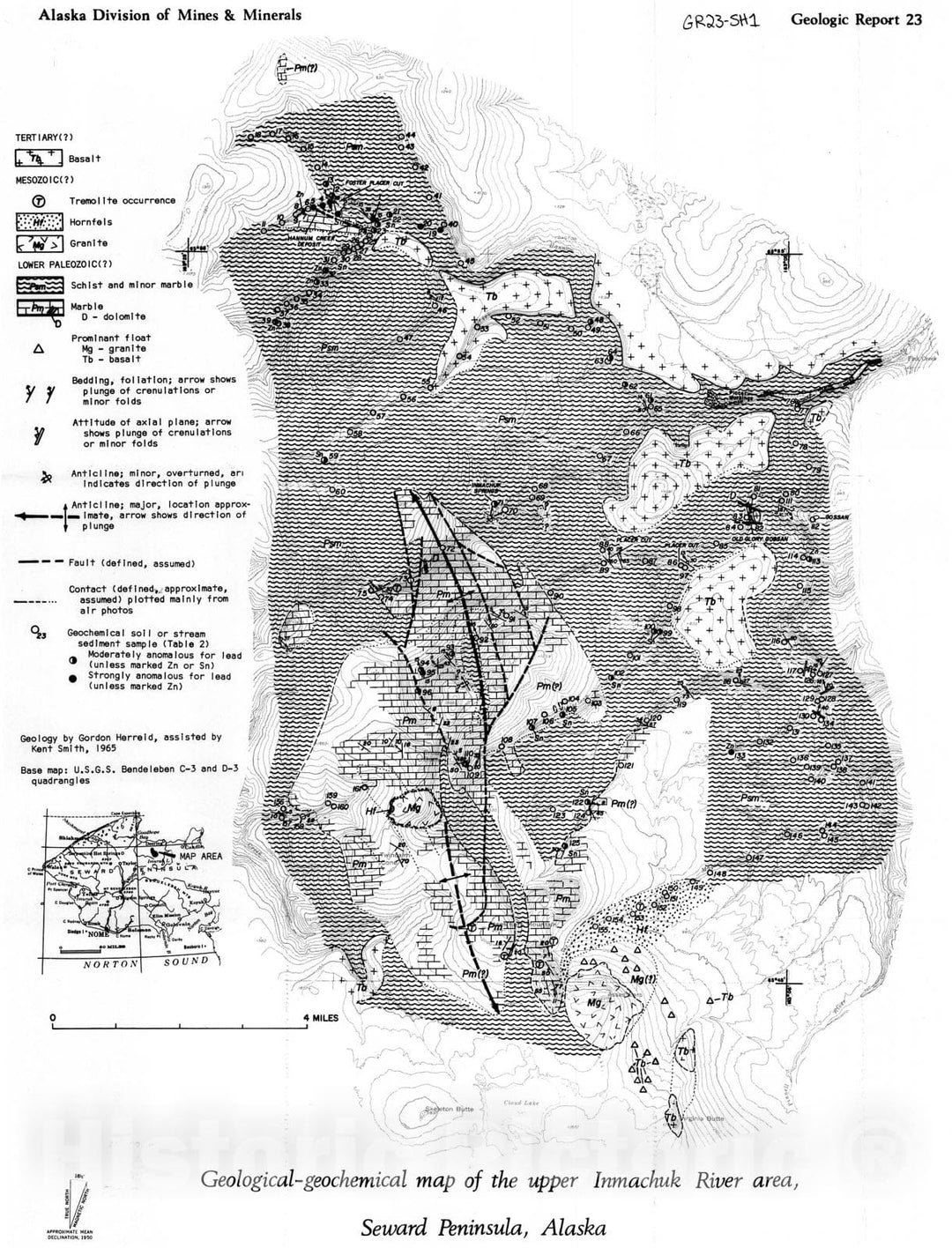 Map : The geology and geochemistry of the Inmachuk River map area, Seward Peninsula, 1966 Cartography Wall Art :