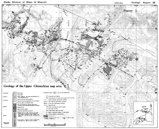Map : Geology of the upper Chistochina River area, Mt. Hayes Quadrangle, Alaska, 1967 Cartography Wall Art :