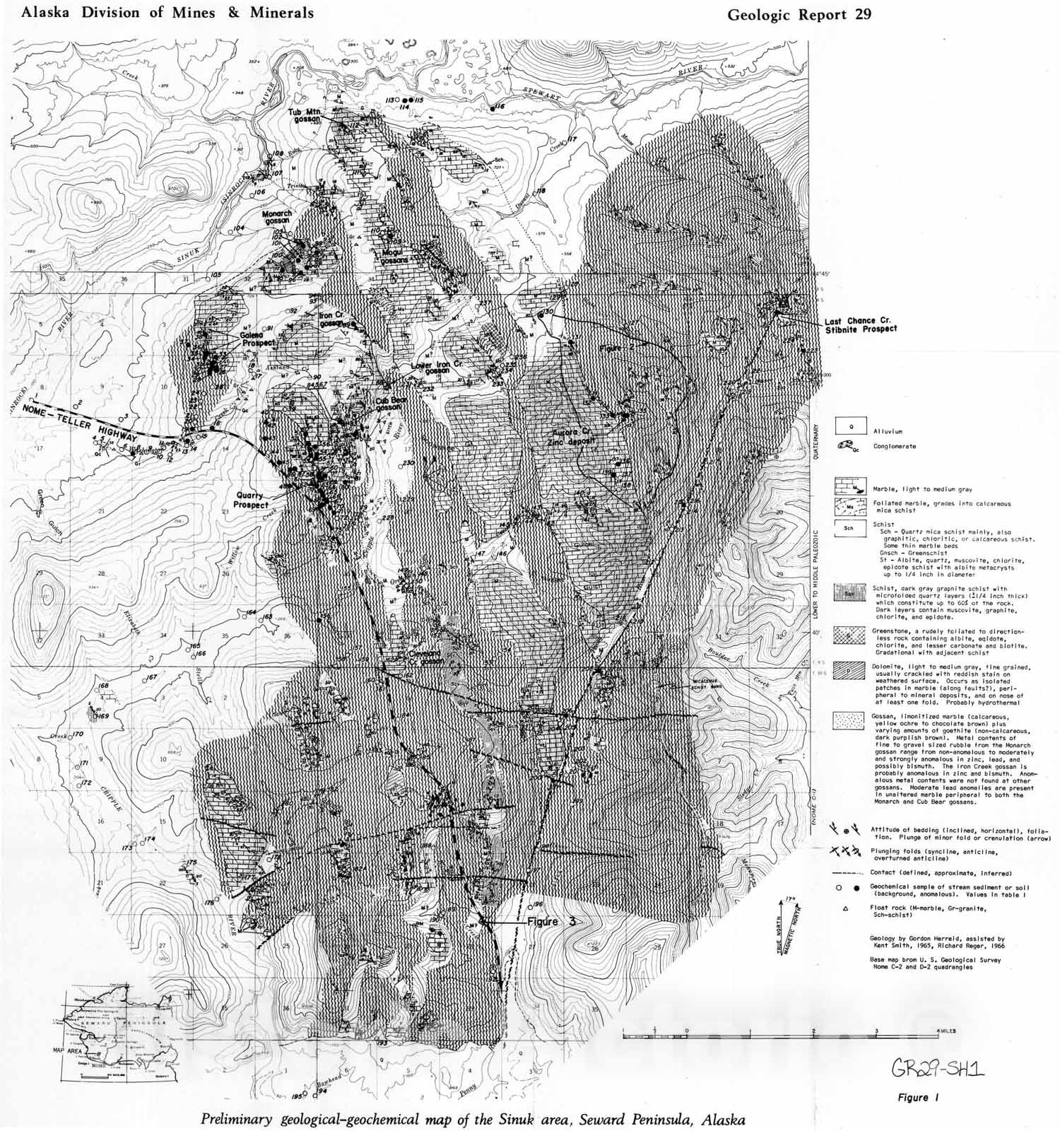 Map : Progress report on the geology and geochemistry of the Sinuk area, Seward Peninsula, 1968 Cartography Wall Art :