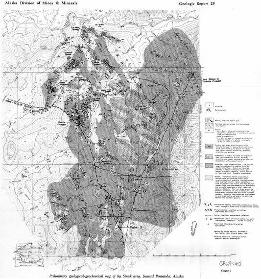 Map : Progress report on the geology and geochemistry of the Sinuk area, Seward Peninsula, 1968 Cartography Wall Art :