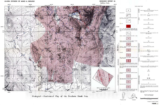 Map : Geology and geochemistry of the Sinuk area, Seward Peninsula, Alaska, 1970 Cartography Wall Art :