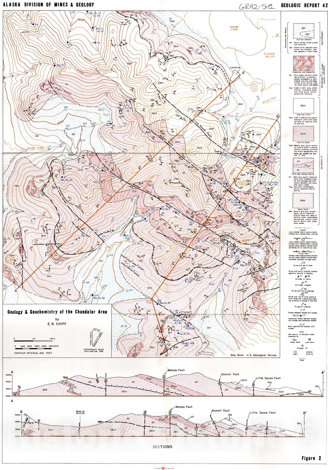 Map : Geology and geochemistry of the Chandalar area, Brooks Range, Alaska, 1970 Cartography Wall Art :
