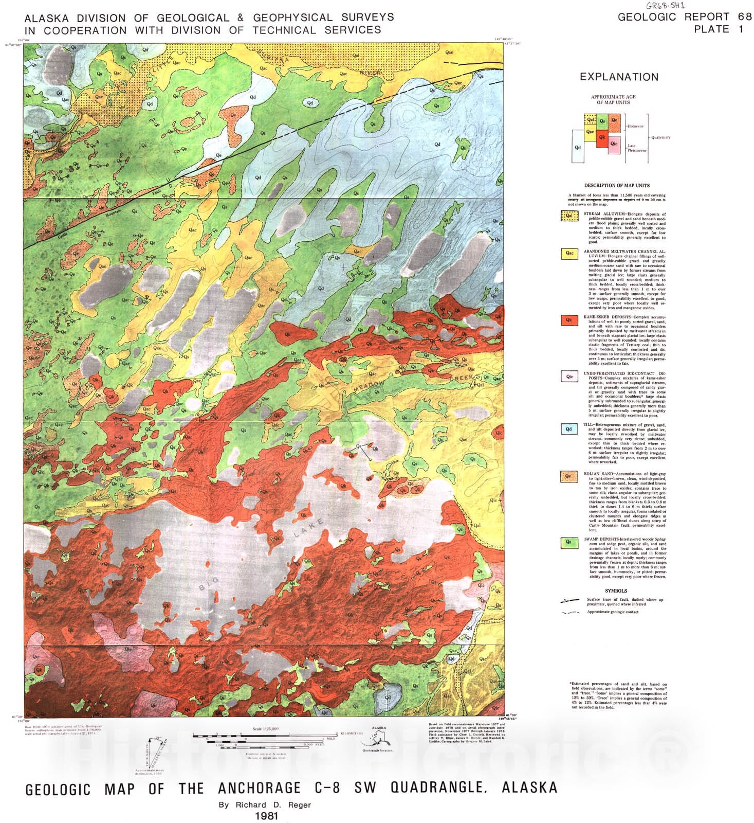Map : Geologic materials maps of the Anchorage C-8 SW Quadrangle, Alaska, 1981 Cartography Wall Art :