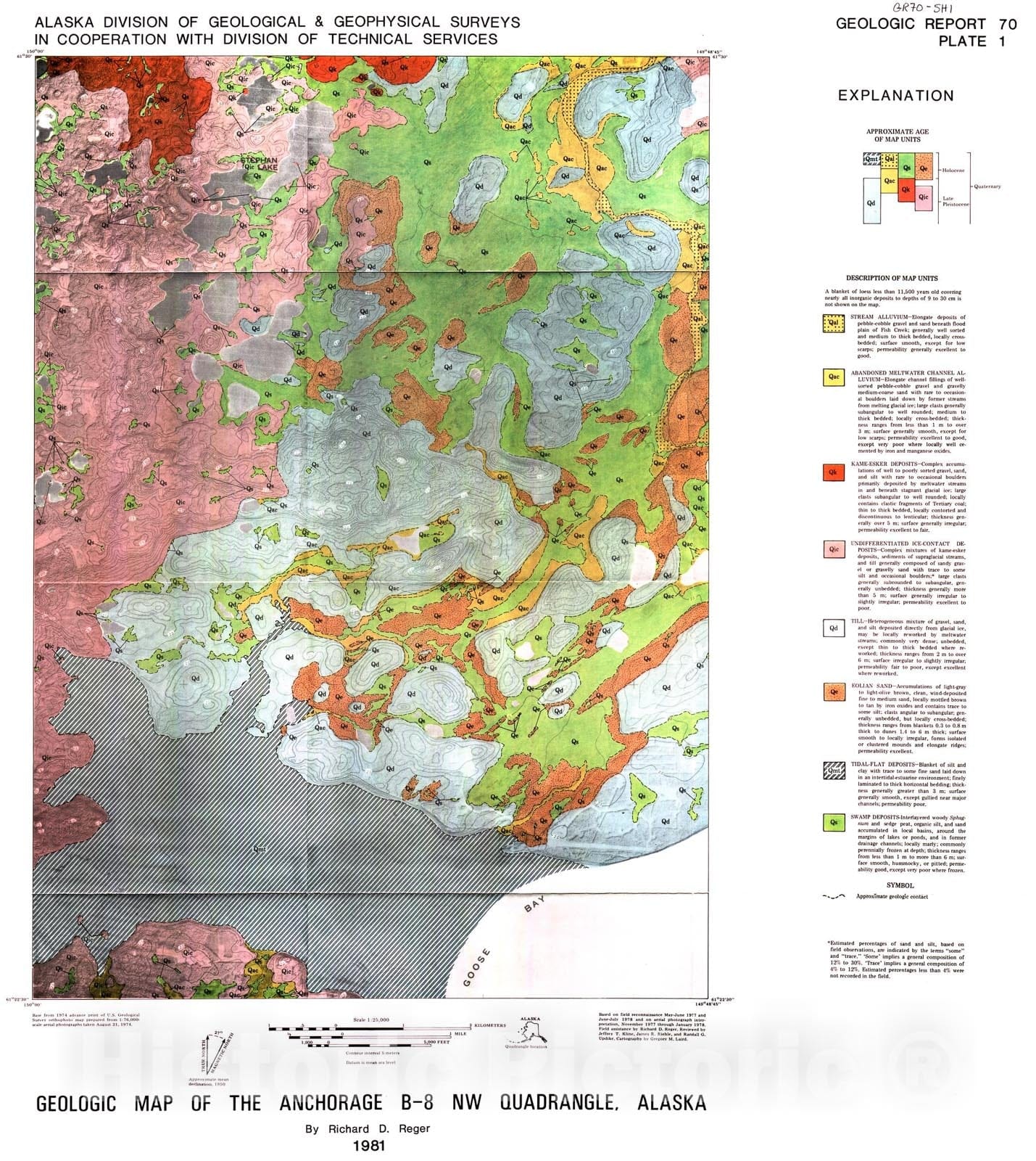 Map : Geologic and materials maps of the Anchorage B-8 NW Quadrangle, Alaska, 1981 Cartography Wall Art :