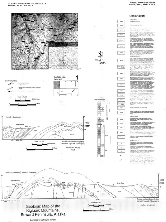 Map : Bedrock geologic map of the Kigluaik Mountains, Seward Peninsula, Alaska, 1997 Cartography Wall Art :