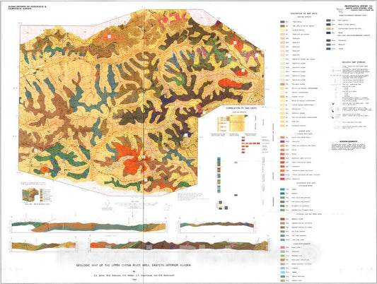 Map : Geologic map of the Upper Chena River area, eastern interior Alaska, 1994 Cartography Wall Art :