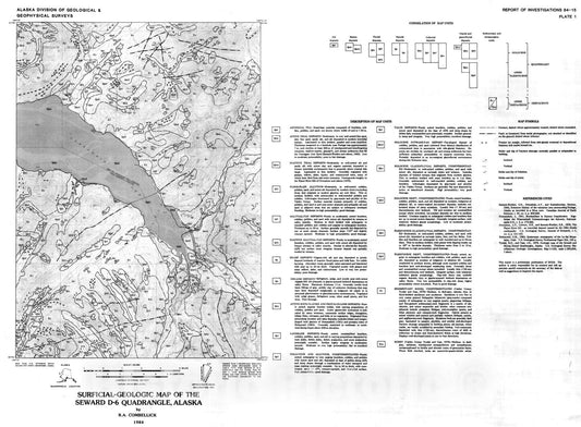 Map : Surficial geologic map of the Seward D-6 Quadrangle, 1984 Cartography Wall Art :