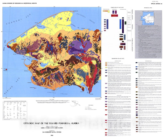 Map : Geologic map of the Seward Peninsula, 1984 Cartography Wall Art :