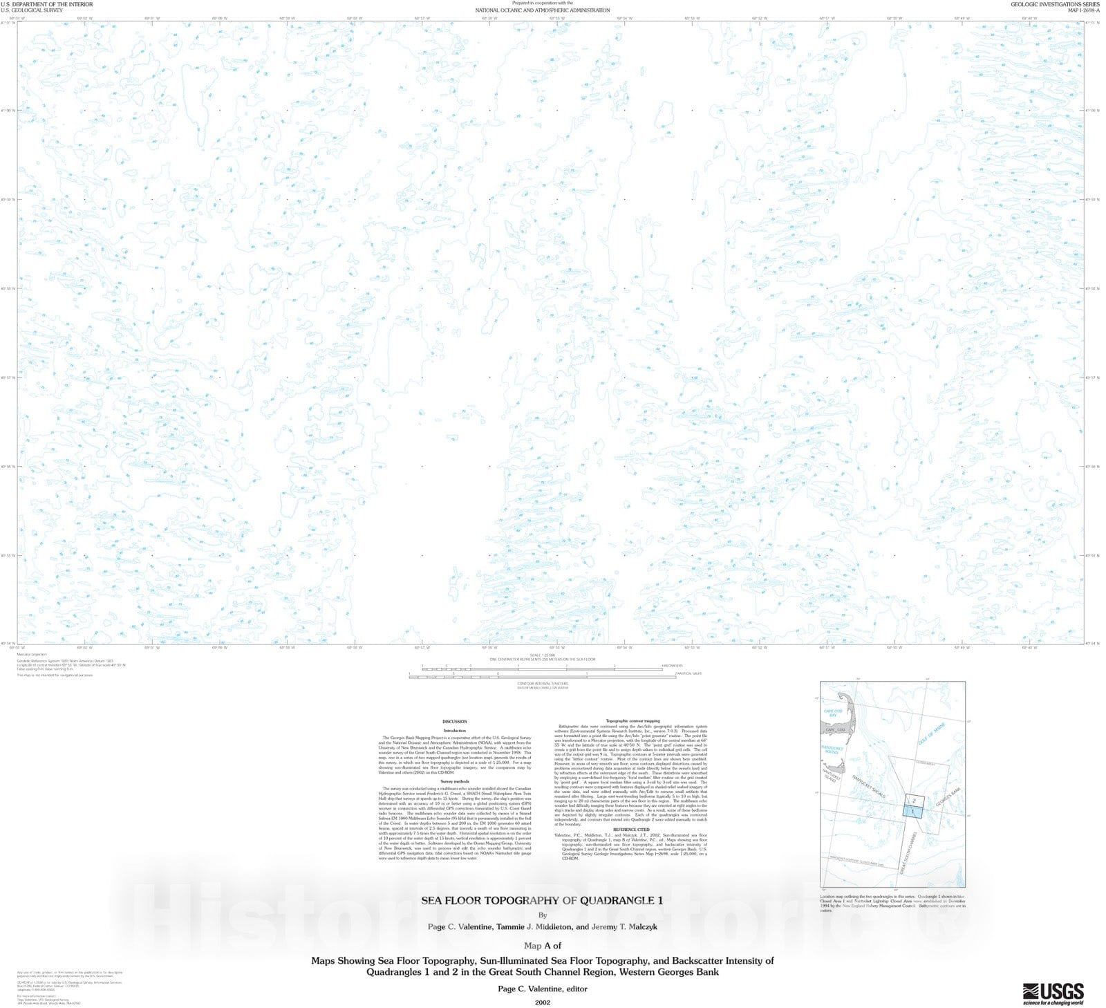 Map : Maps showing sea floor topography, sun-illuminated sea floor topography, 2002 Cartography Wall Art :