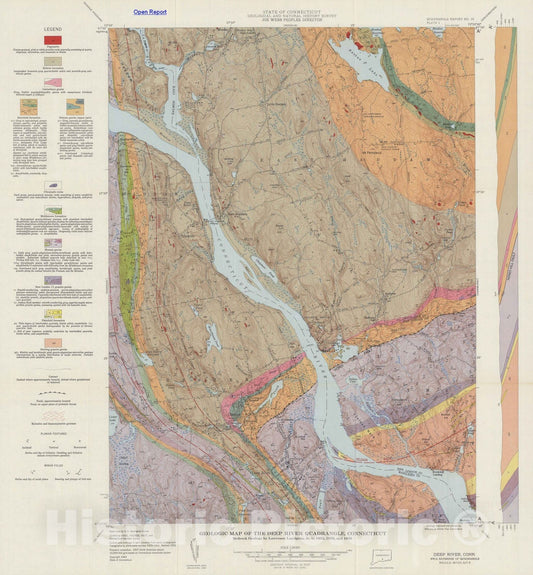 Map : The bedrock geology of the Deep River quadrangle with map, 1963 Cartography Wall Art :