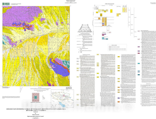 Map : Geologic map and digital database of the San Bernardino Wash 7.5 minute quadrangle, Riverside County, California, 2003 Cartography Wall Art :