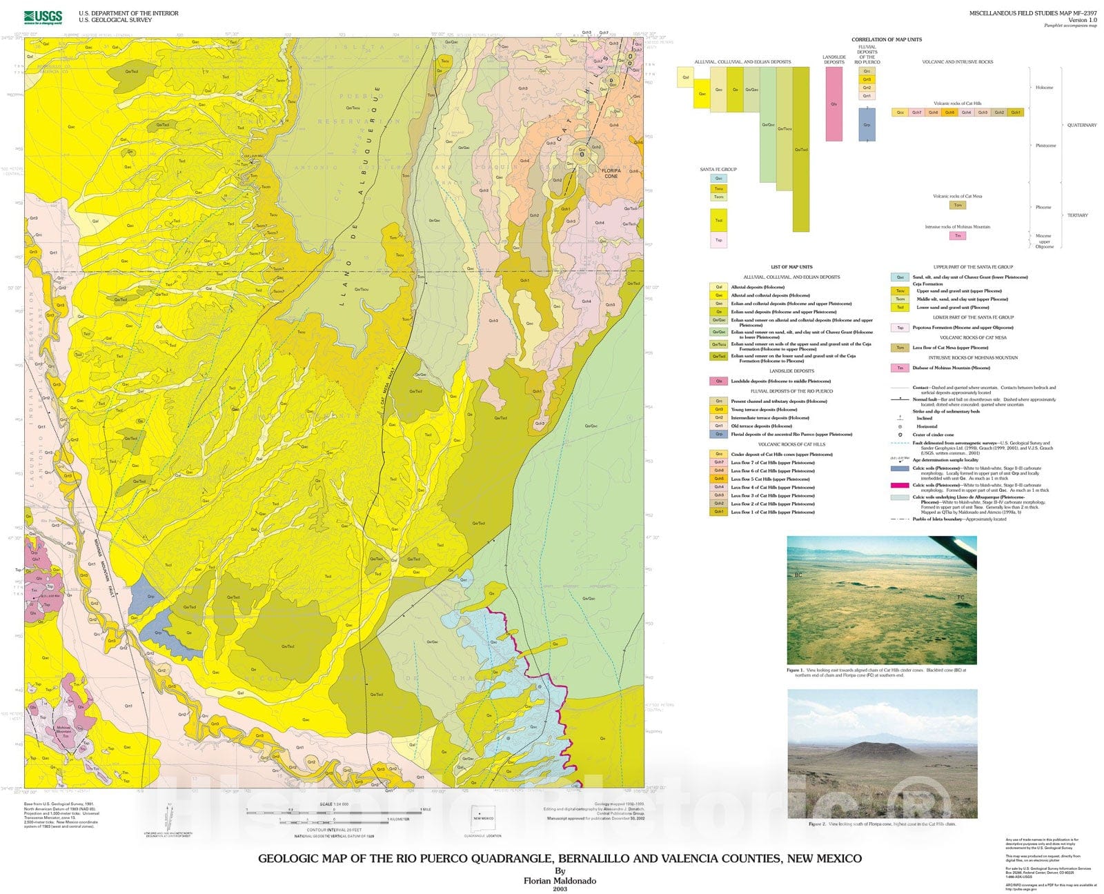 Map : Geologic map of the Rio Puerco quadrangle, Bernalillo and Valencia Counties, New Mexico, 2003 Cartography Wall Art :