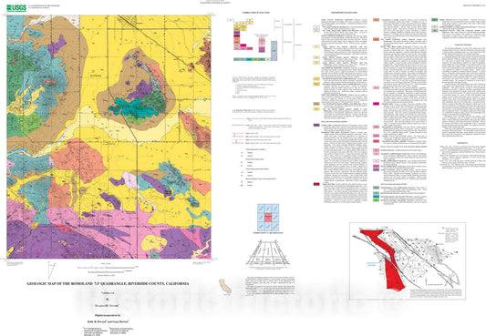 Map : Geologic map and digital database of the Romoland 7.5' quadrangle, Riverside County, California, 2003 Cartography Wall Art :