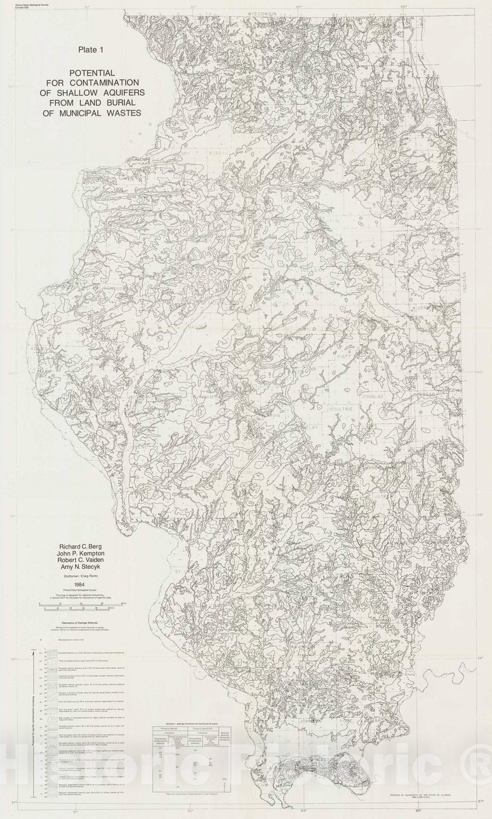 Map : Potential for contamination of shallow aquifers in Illinois, 1984 Cartography Wall Art :