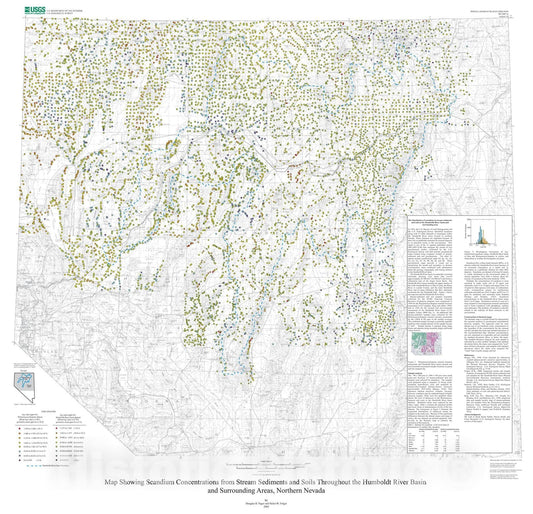 Map : Maps showing thirteen metal concentrations from stream sediments and soils throughout the Humboldt River basin and surrounding areas, northern Nevada, 2003 Cartography Wall Art :