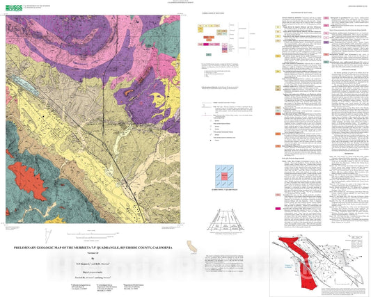 Map : Preliminary geologic map of the Murrieta 7.5' quadrangle, Riverside County, California, 2003 Cartography Wall Art :