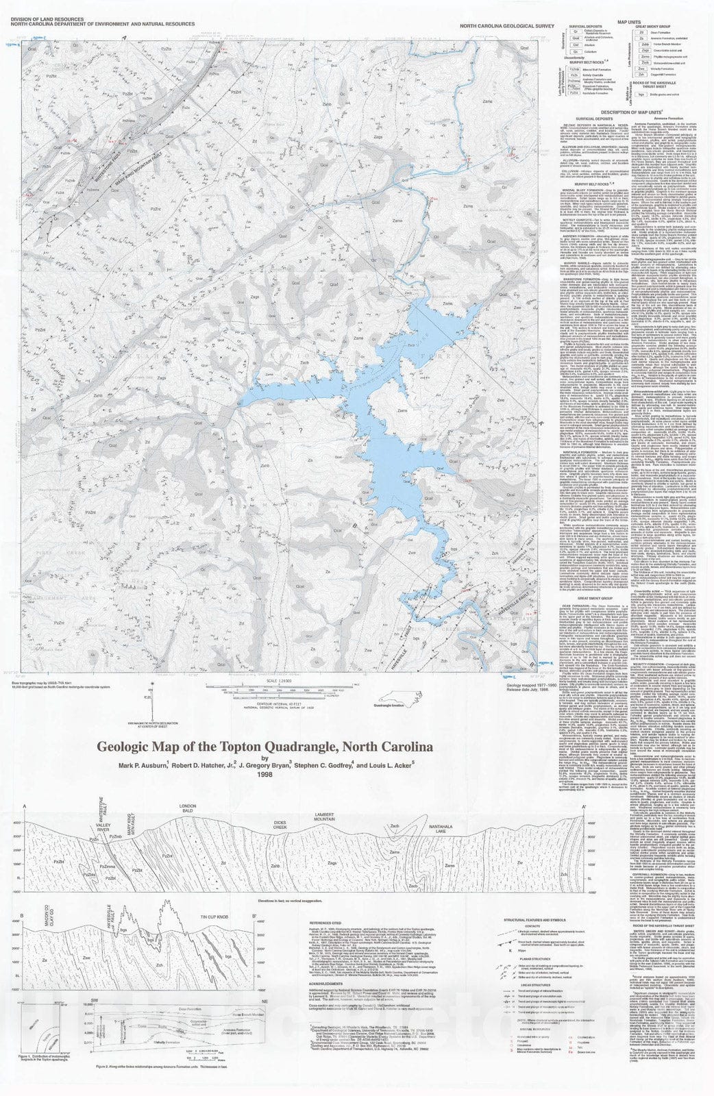 Map : Geologic map and mineral resources summary of the Topton quadrangle, North Carolina, 1981 Cartography Wall Art :