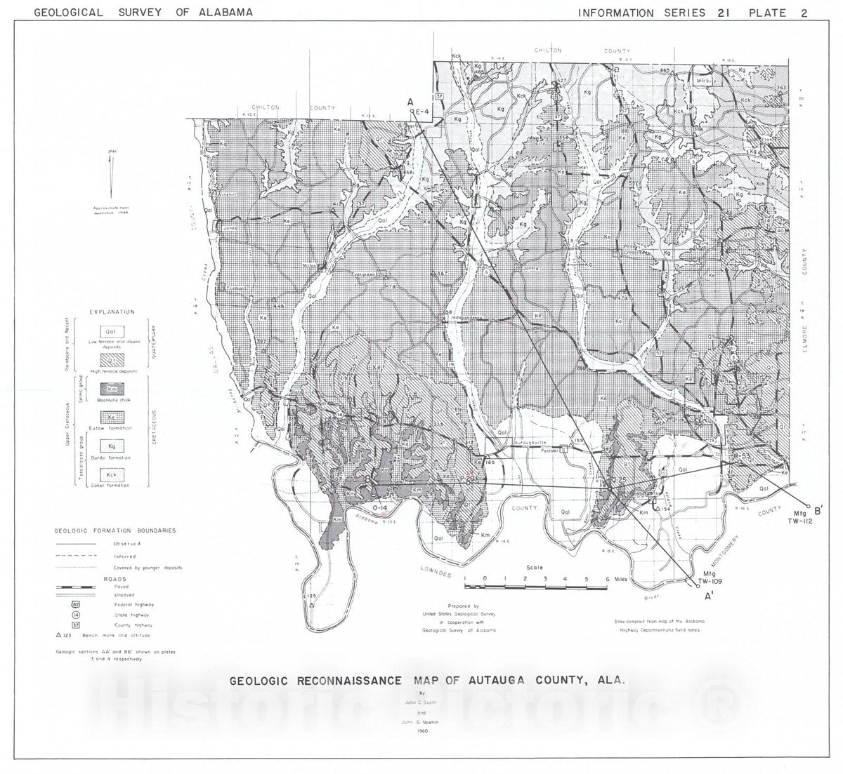 Map : Ground-water resources of Autauga County, Alabama, a reconnaissance report, 1960 Cartography Wall Art :