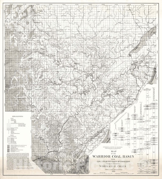 Map : Map of the Warrior coal basin, 1898 Cartography Wall Art :