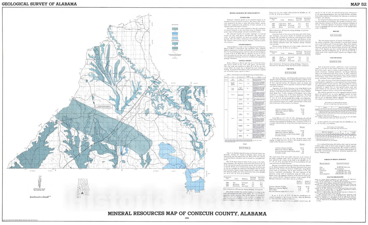 Map : Mineral resources map of Conecuh County, Alabama, 1966 Cartography Wall Art :