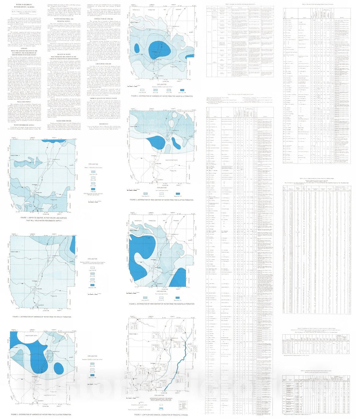 Map : Water availability map of Butler County, Alabama, 1967 Cartography Wall Art :
