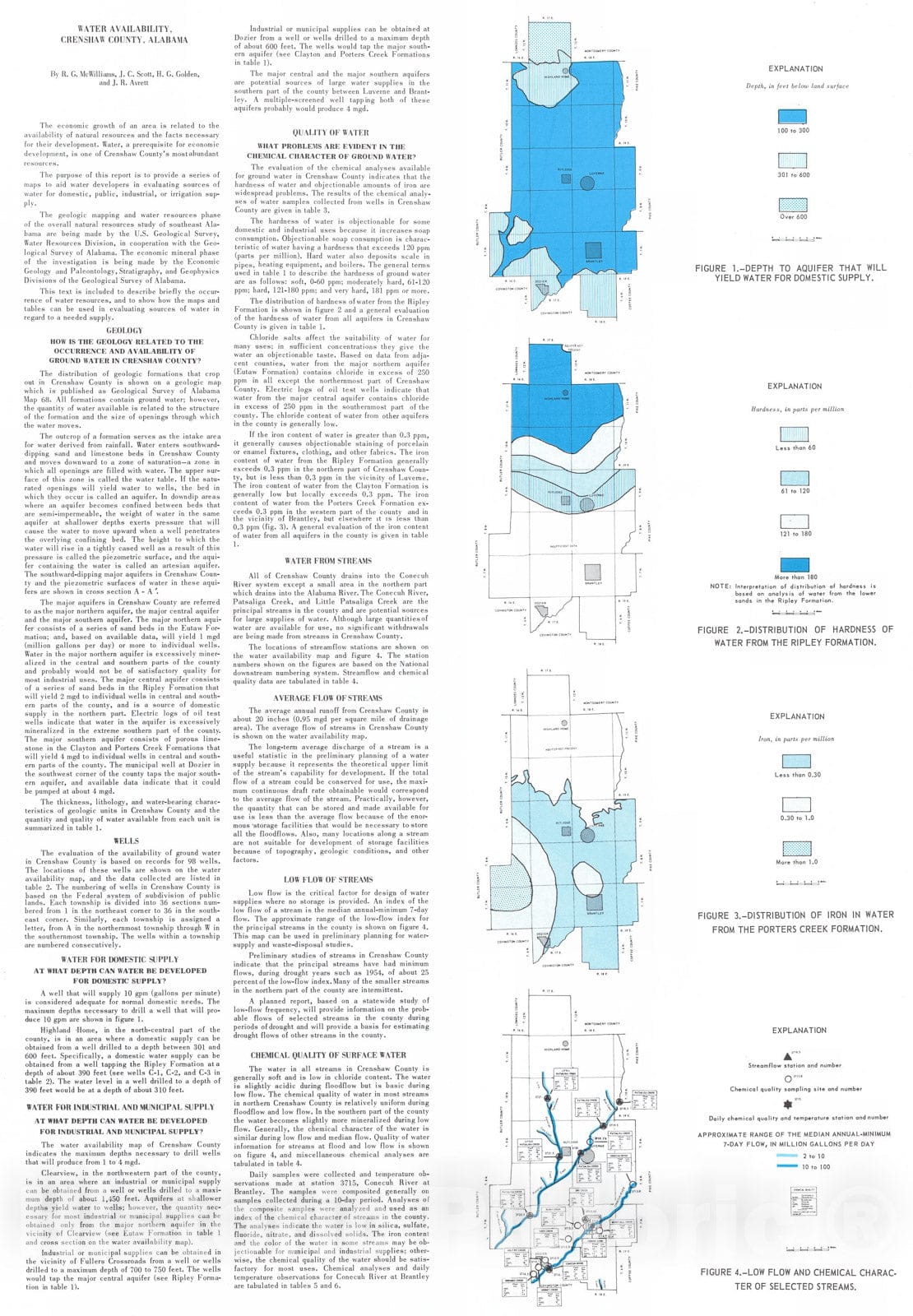 Map : Water availability map of Crenshaw County, Alabama, 1968 Cartography Wall Art :