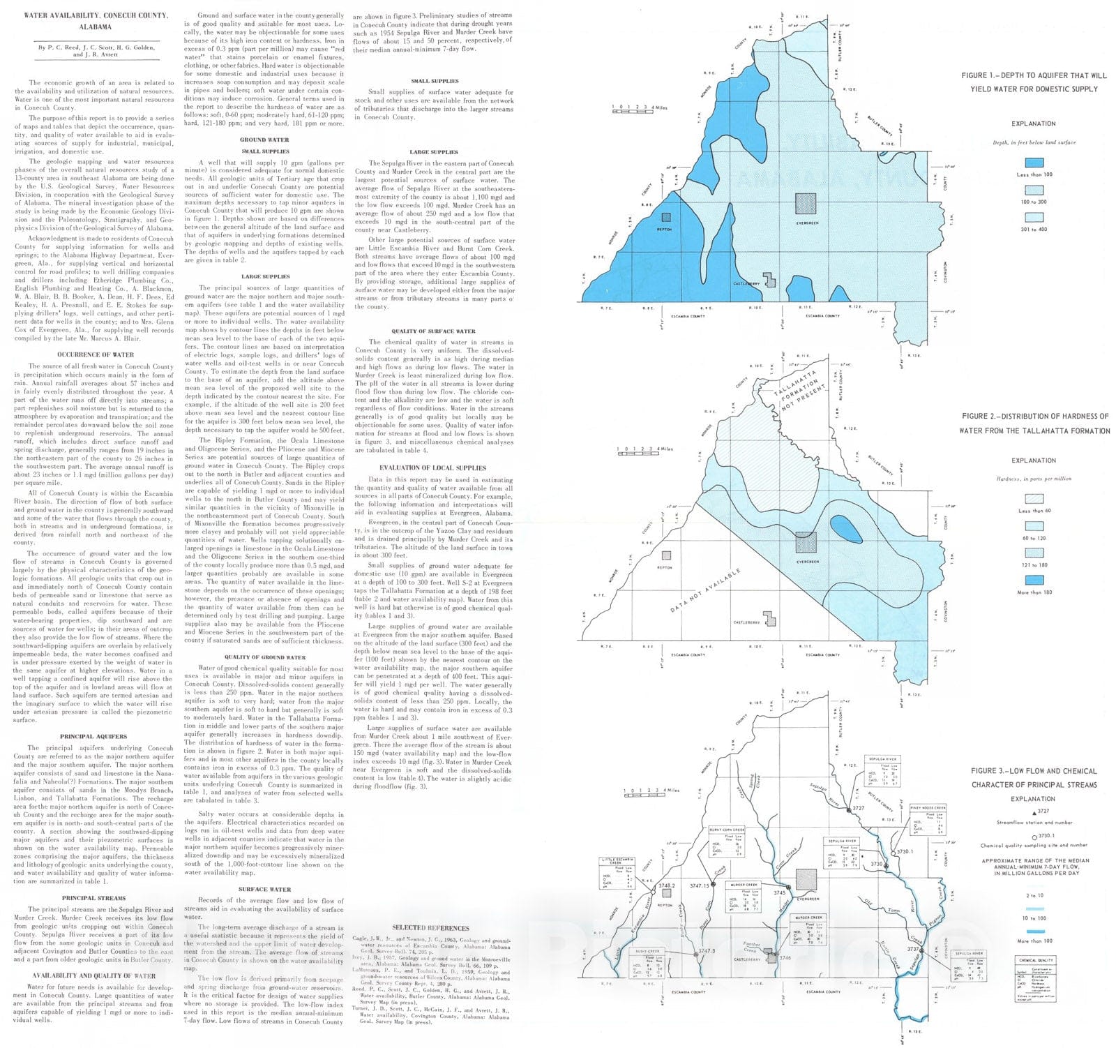 Map : Water availability map of Conecuh County, Alabama, 1968 Cartography Wall Art :