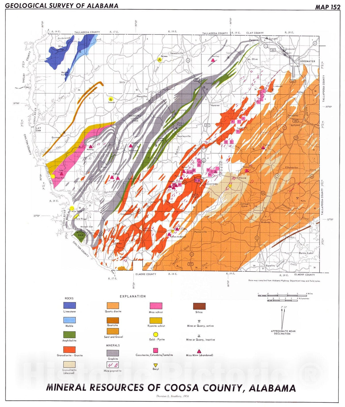 Map : Mineral resources of Coosa County, Alabama, 1977 Cartography Wall Art :