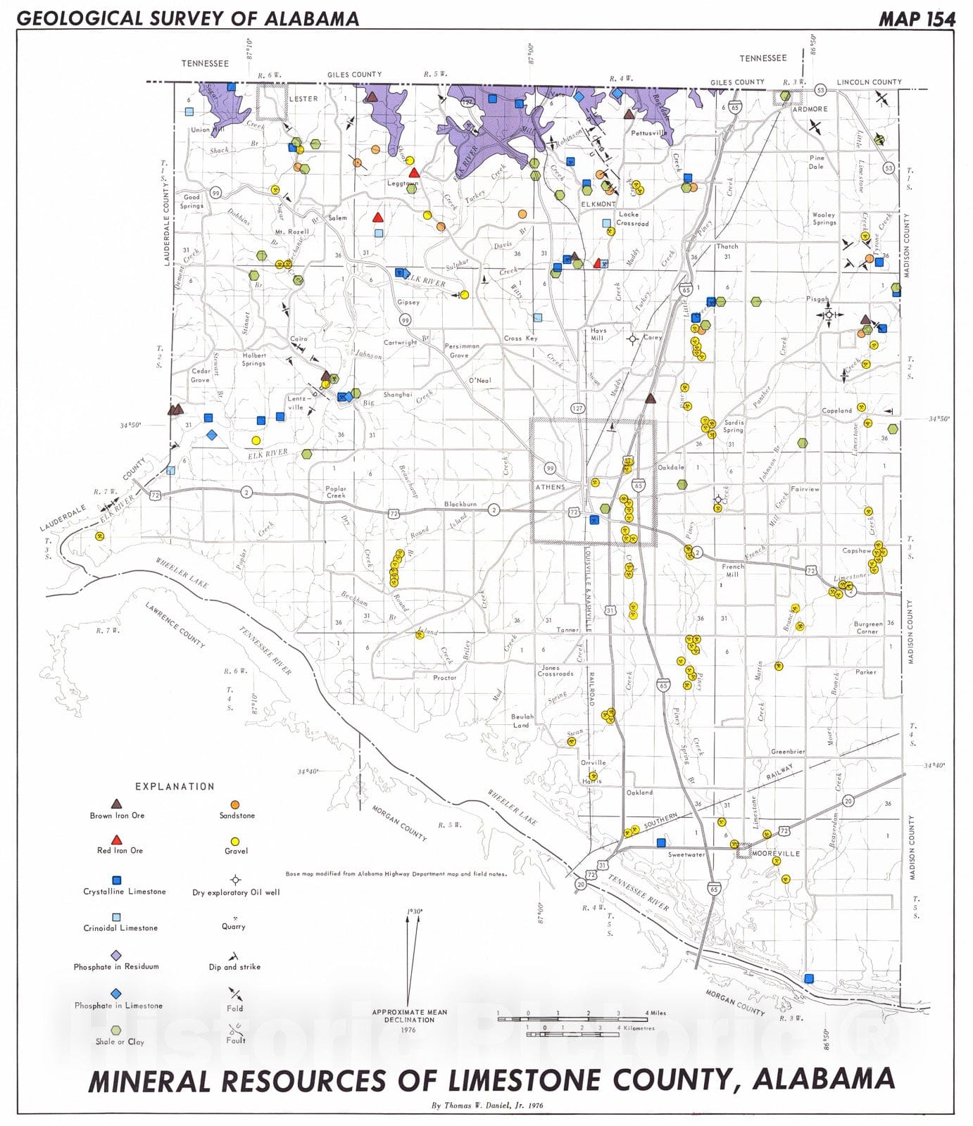 Map : Mineral resources of Limestone County, Alabama, 1976 Cartography Wall Art :
