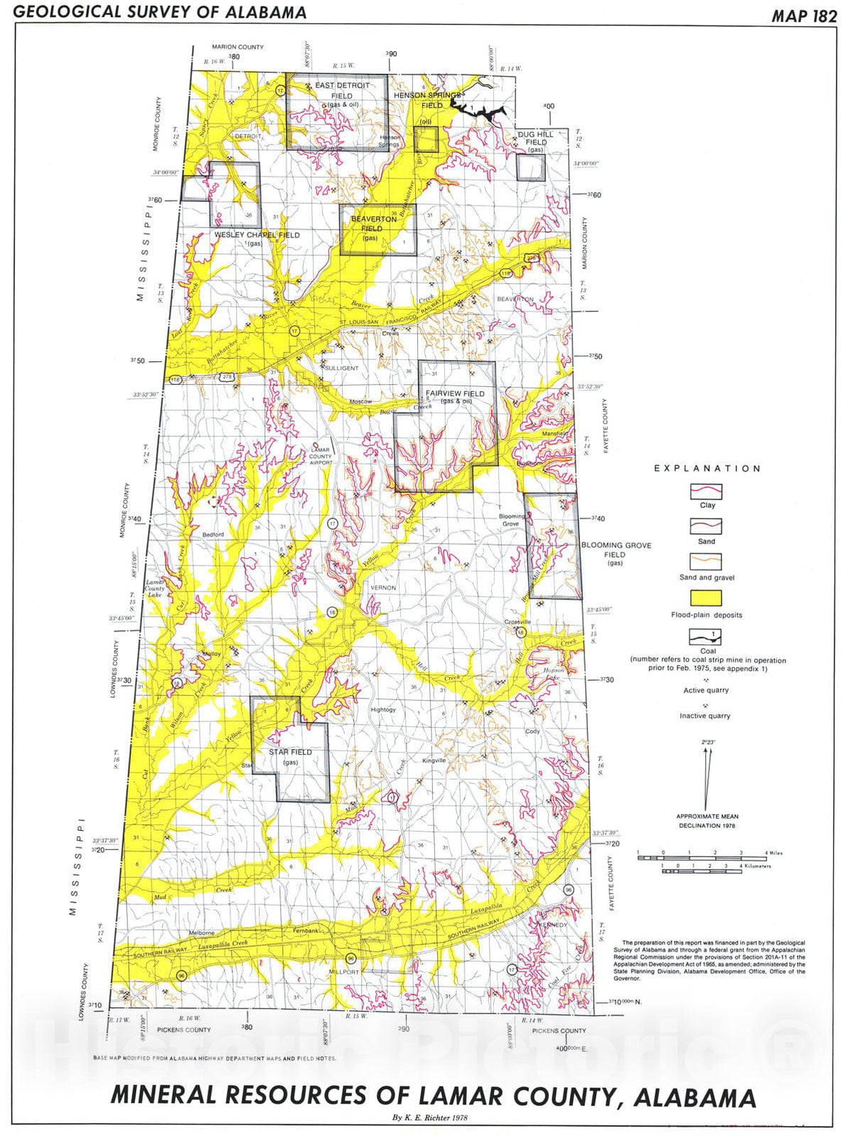 Map : Mineral resources of Lamar County, Alabama, 1978 Cartography Wall Art :