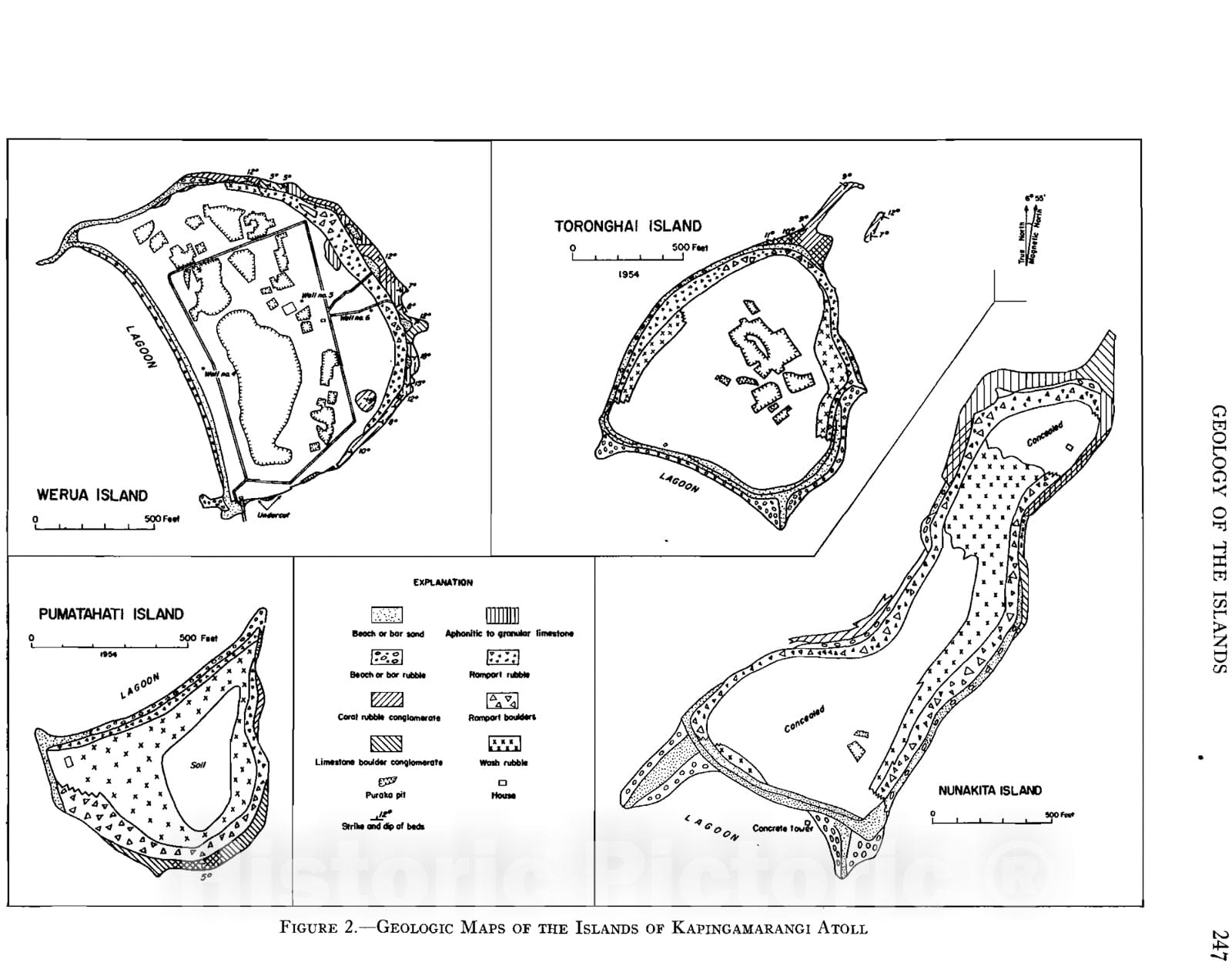 Map : Geology of Kapingamarangi Atoll, Caroline Islands, 1958 Cartography Wall Art :
