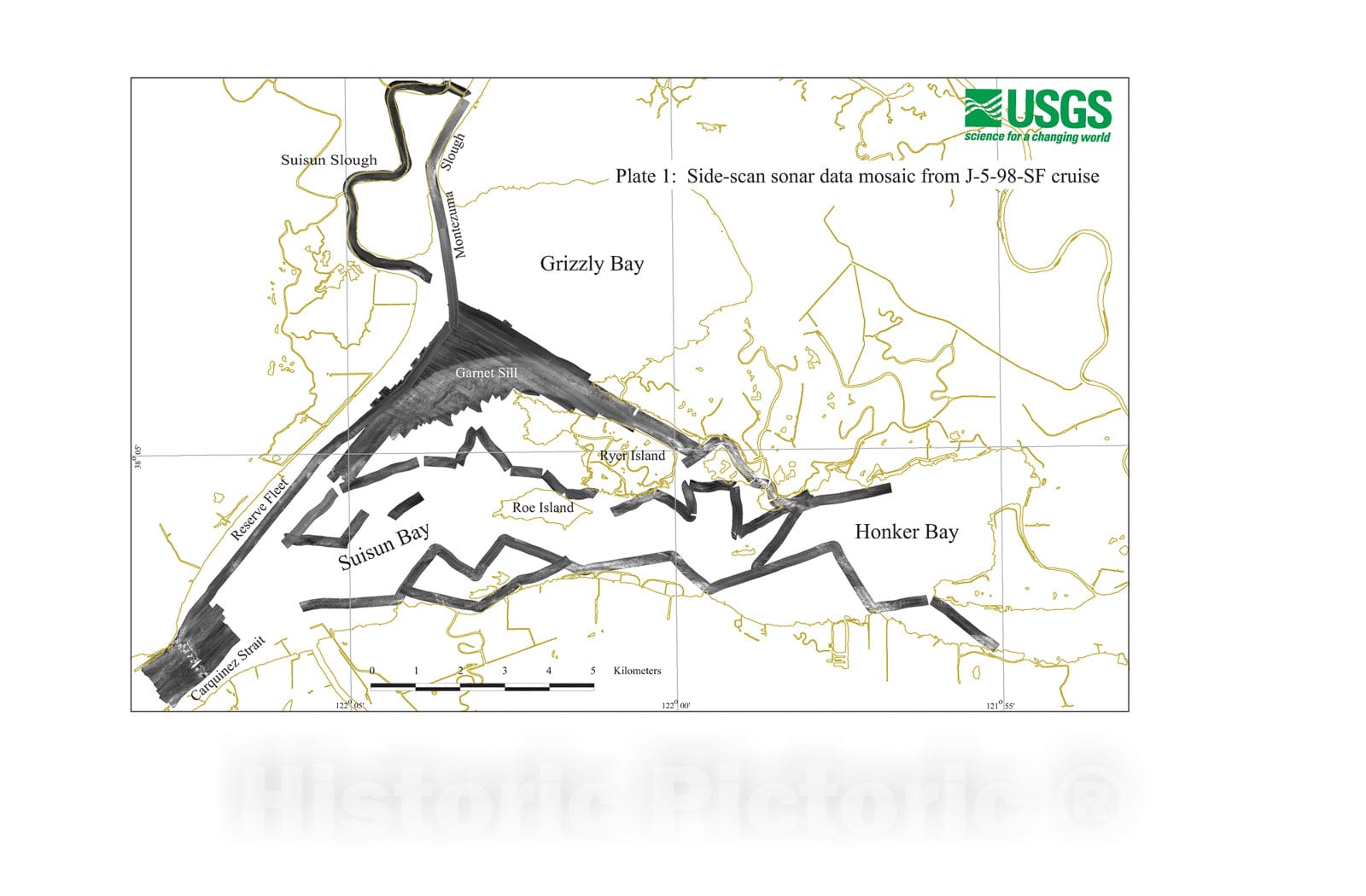 Map : Bed-sediment grain-size and morphologic data from Suisun, Grizzly, and Honker Bays, CA, 1998-2002, 2003 Cartography Wall Art :
