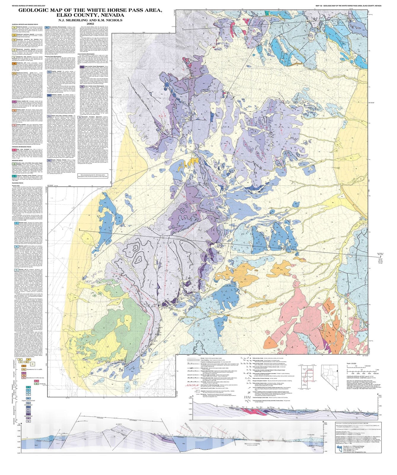 Map : Geologic Map of the White Horse Pass Area, Elko County, Nevada, 2002 Cartography Wall Art :