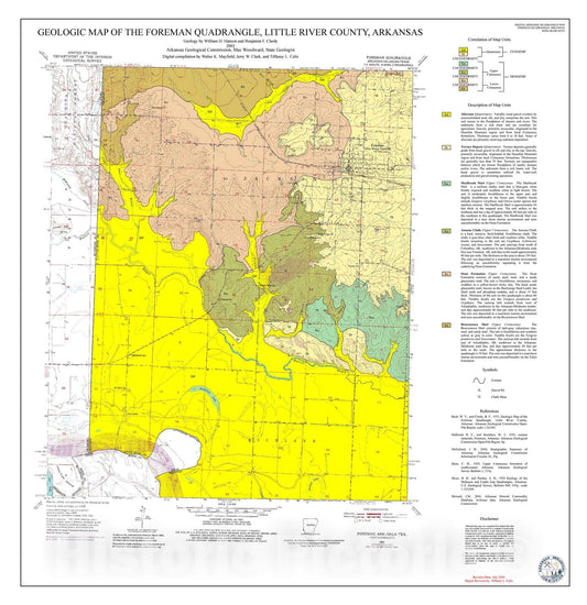 Map : Geologic Map of the Foreman Quadrangle, Little River County, Arkansas, 2002 Cartography Wall Art :