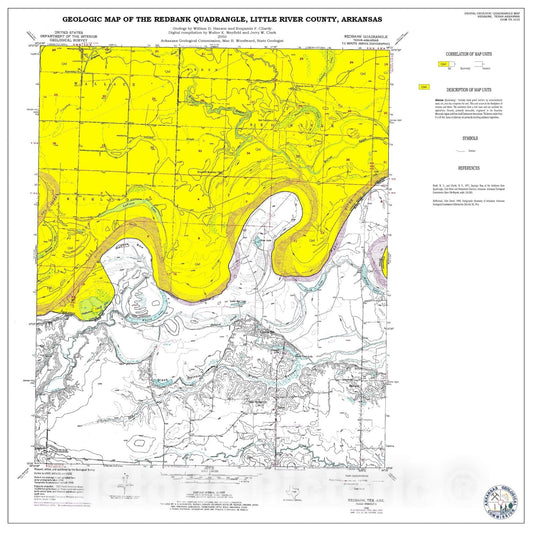 Map : Geologic Map of the Redbank Quadrangle, Little River County, Arkansas, 2001 Cartography Wall Art :