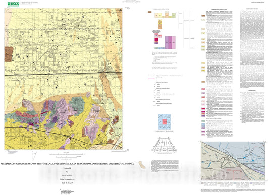 Map : Preliminary geologic map of the Fontana 7.5' quadrangle, Riverside and San Bernardino Counties, California, 2003 Cartography Wall Art :