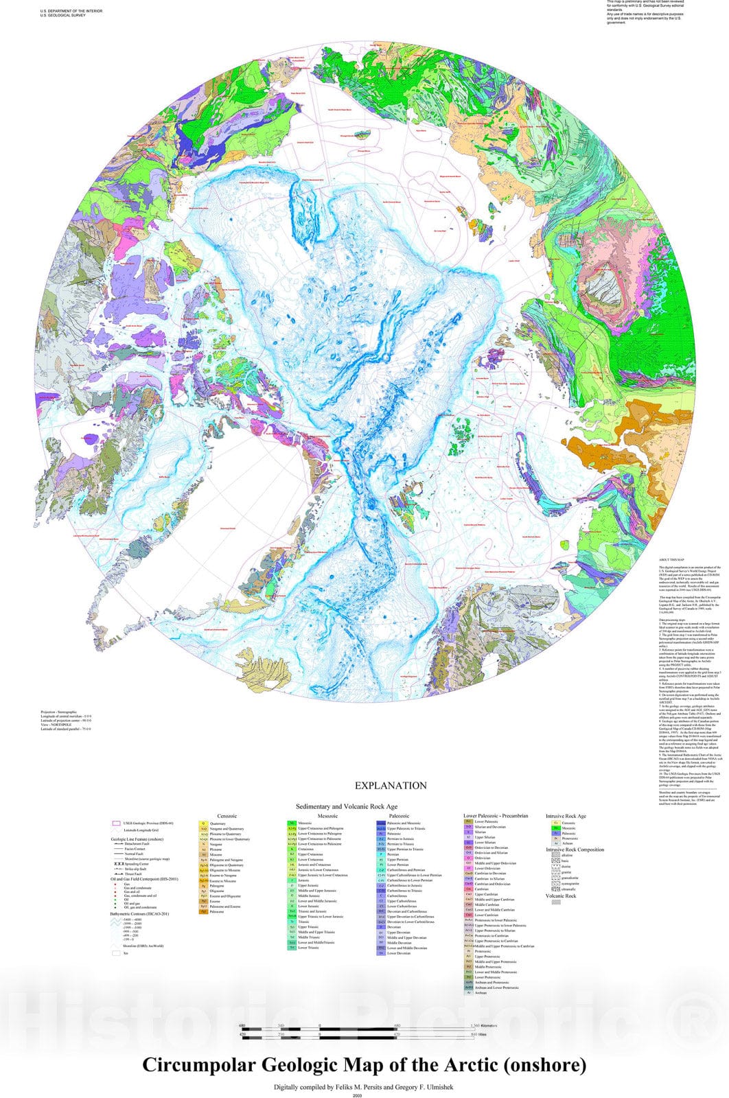 Map : Maps showing geology, oil and gas fields, and geologic provinces of the Arctic, 2003 Cartography Wall Art :