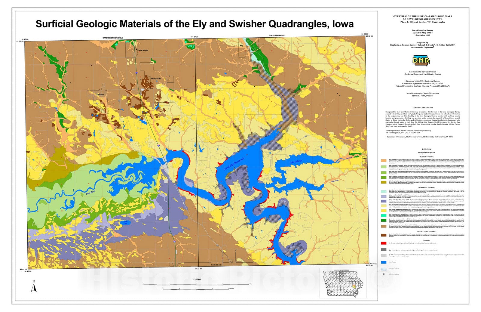 Map : Surficial geologic materials of the Ely and Swisher 7.5' quadrangles, 2002 Cartography Wall Art :