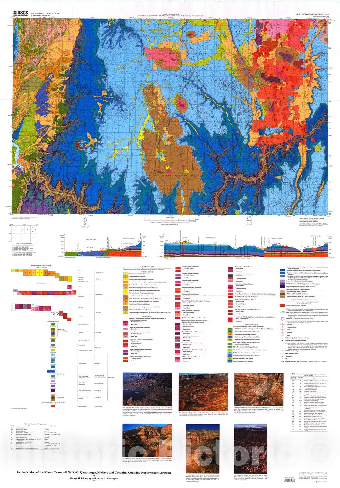 Map : Geologic map of the Mount Trumbull 30' X 60' quadrangle, Mohave and Coconino Counties, northwestern Arizona, 2004 Cartography Wall Art :