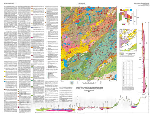 Map : Surficial geology of the Tranquility quadrangle, Warren, Sussex, and Morris counties, New Jersey, 2002 Cartography Wall Art :