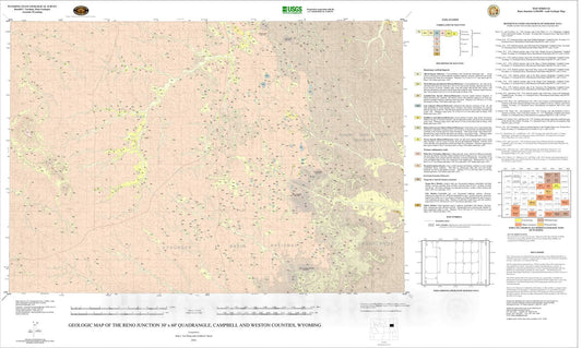 Map : Geologic map of the Reno Junction 30' x 60' Quadrangle, Campbell and Weston Counties, Wyoming, 2003 Cartography Wall Art :