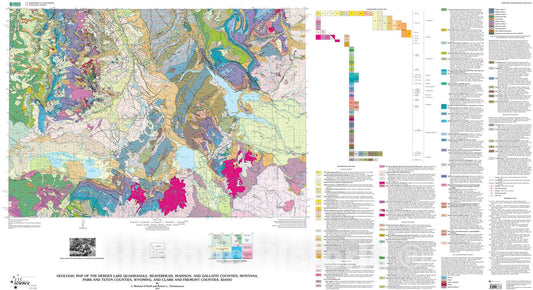 Map : Geologic map of the Hebgen Lake quadrangle, Beaverhead, Madison, and Gallatin Counties, Montana, Park and Teton Counties, Wyoming,, 2004 Cartography Wall Art :
