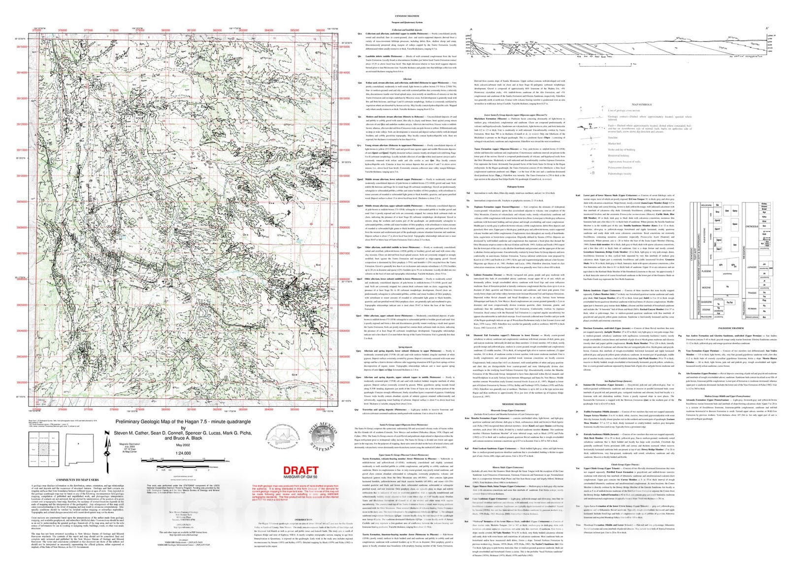 Map : Preliminary geologic map of the Hagan 7.5 minute quadrangle, Sandoval  County, New Mexico, 2002 Cartography Wall Art :