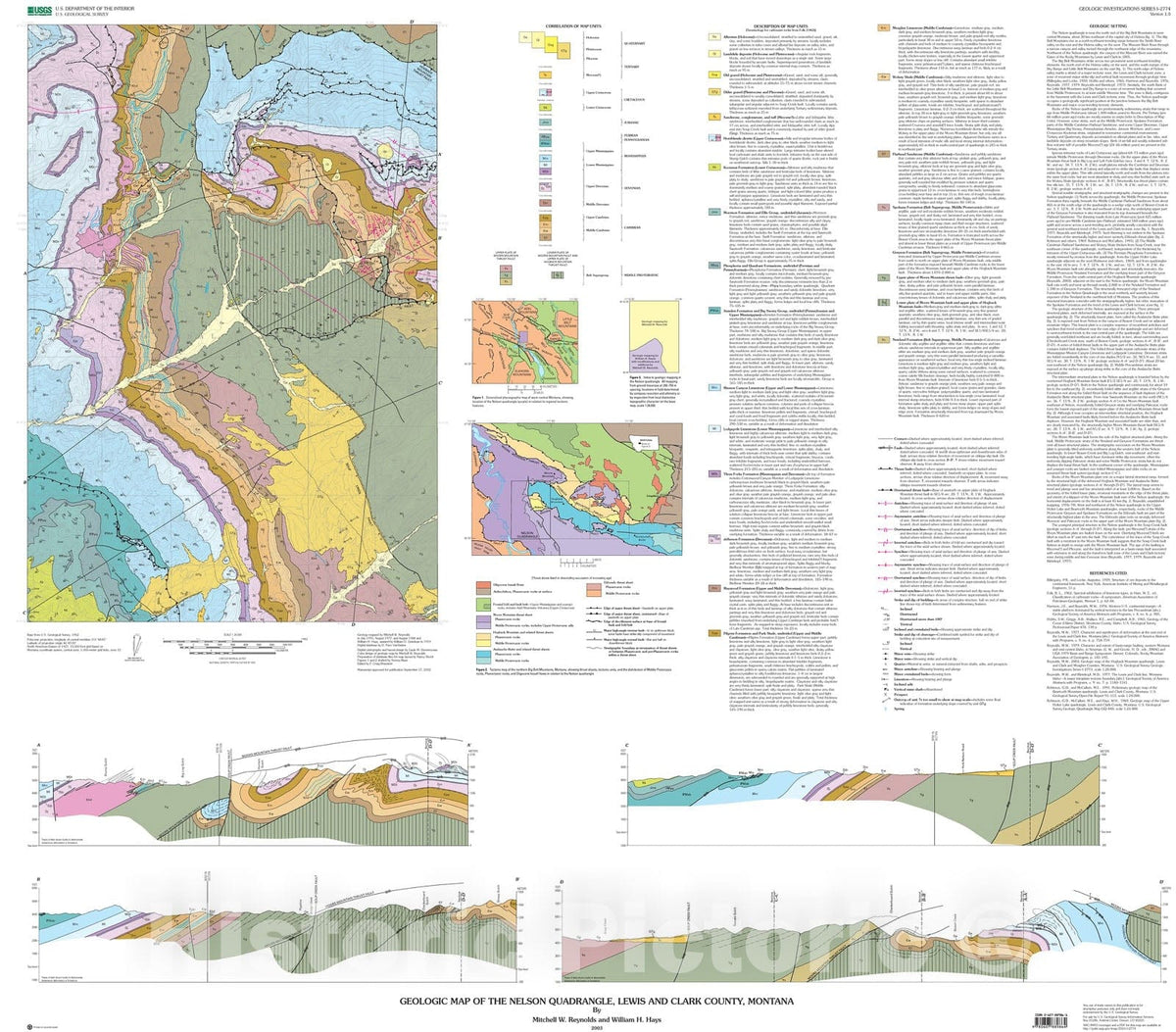 Map : Geologic map of the Nelson quadrangle, Lewis and Clark County, Montana, 2003 Cartography Wall Art :