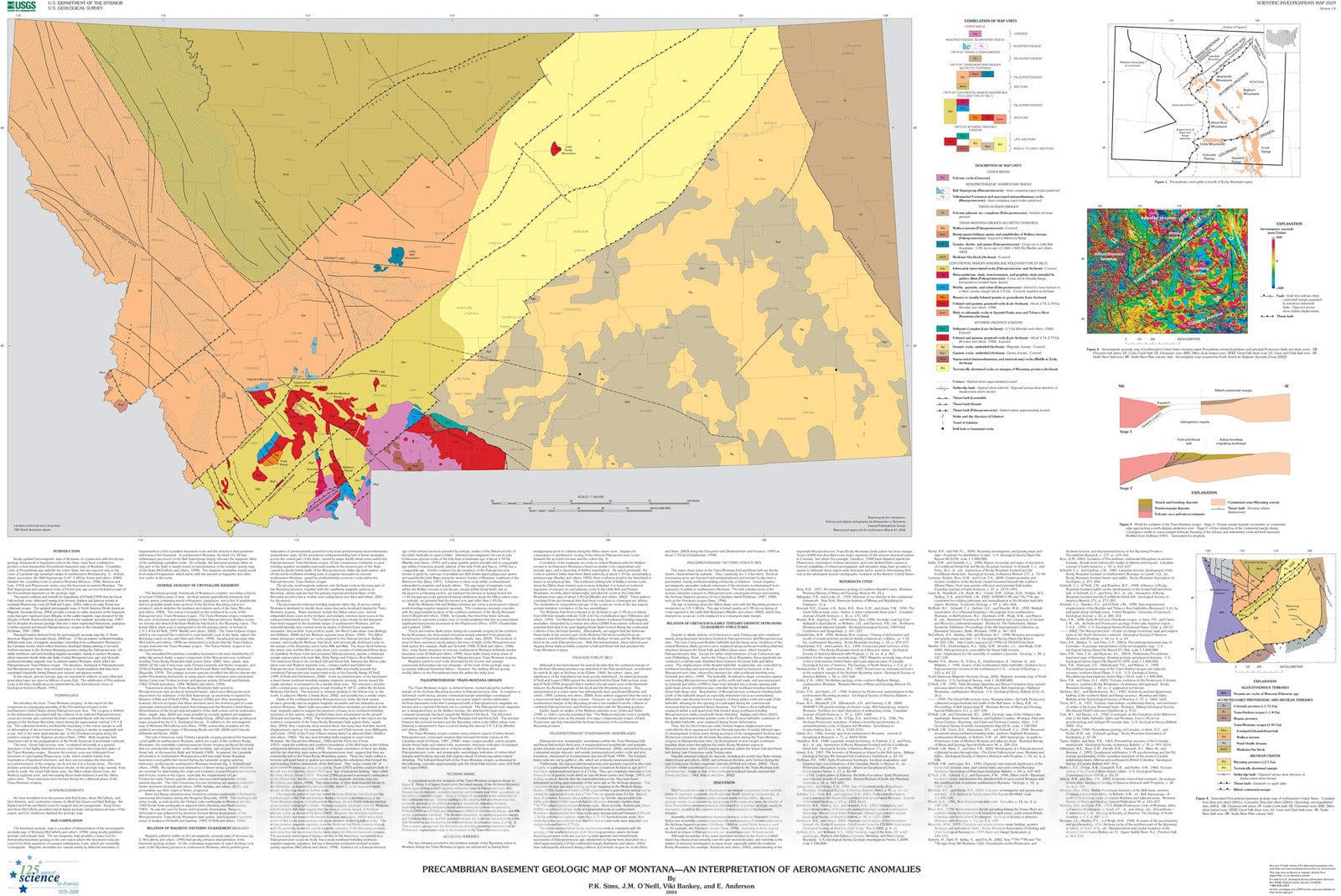 Map : Precambrian basement geologic map of Montana -- an interpretation of aeromagnetic anomalies, 2004 Cartography Wall Art :