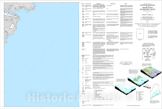 Map : Reconnaissance Surficial Geology of the Moose River Quadrangle, Maine, 1974 Cartography Wall Art :