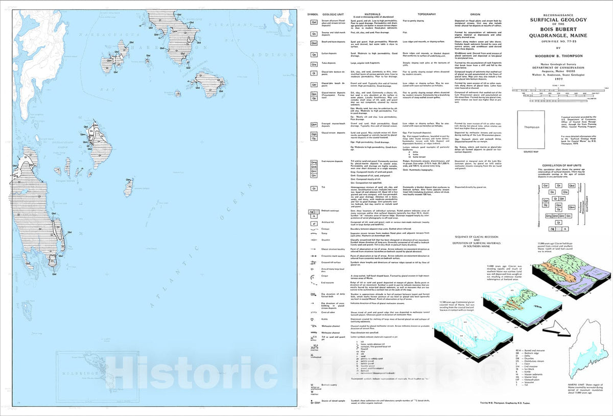 Map : Reconnaissance Surficial Geology of the Bois Bubert Quadrangle, Maine, 1977 Cartography Wall Art :